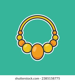 Unique cute necklace jewelry with nine gold pieces flat design icon ready for any needs and print to make a sticker