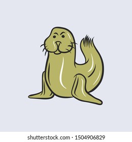 Unique and cute seal icon. made by handwriting vector template