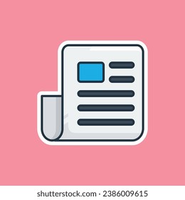 Unique cute simple newspaper icon flat design icon ready for any needs and print to make a sticker with blue, black and white colors