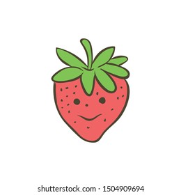 Unique and cute strawberry icons. made by handwriting vector template