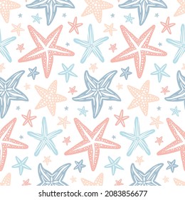Unique cute cute vintage starfish vector seamless pattern design. Awesome for fabric, textile, background, wallpaper, scrap booking, gift wrap, accessories, and clothing. Surface pattern design.