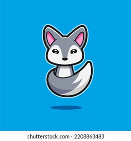 unique cute wolf logo, colorful and cute wolf illustration, vector illustration.