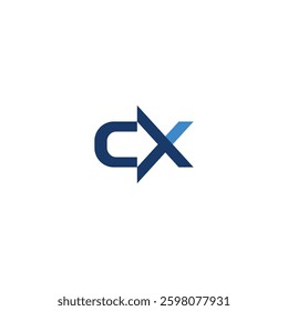 Unique CX letter logo. Design of arrow negative space. Sign and symbol of initial business. C X construction. Initial or mark business name. Illustration vector design. C and X
