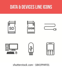 Unique Data and devices vector icon set