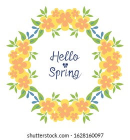 Unique Decor of leaf and floral frame, for modern hello spring greeting card design. Vector