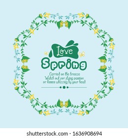 Unique decoration of leaf and floral frame, for love spring greeting card template design. Vector