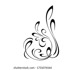 unique decorative abstract ornament with curls in black lines on a white background