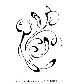 unique decorative abstract ornament with curls in black lines on a white background