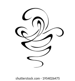 unique decorative abstract ornament with curls in black lines on a white background