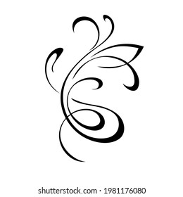 unique decorative abstract ornament with curls in black lines on a white background