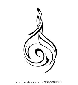 unique decorative abstract ornament with curls in black lines on a white background