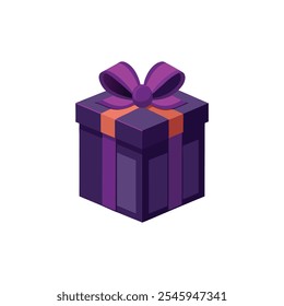 Caja de regalo decorativa única del color púrpura profundo para la celebración especial. Ilustración vectorial sobre fondo blanco