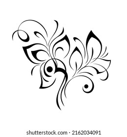 unique decorative element with decorative flower, leaves and swirls. graphic decor
