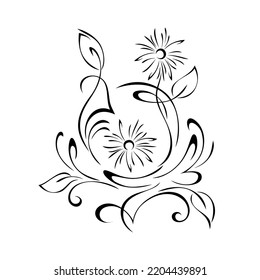 unique decorative element with stylized flowers, leaves and swirls. graphic decor