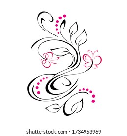 unique decorative element with stylized leaves, butterflies and curls