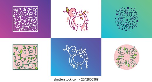 Elemento decorativo único para su negocio. diseño de logotipo floral y elegante