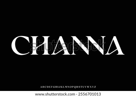 Unique decorative serif alphabet display font vector illustration