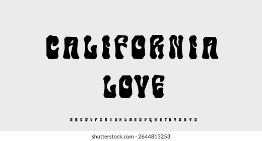 Unique decorative trend fluid style alphabet display font vector. Creative psychedelic typeface Fonts