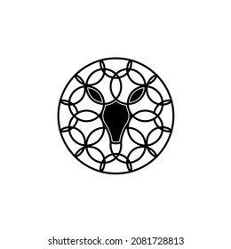 icono único de diseño de logotipo circular de ciervo, icono circular de cabeza de ciervo, concepto de logotipo de ciervo geométrico, vector de logotipo de ciervo EPS 10