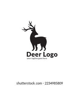 unique deer circular logo design icon, deer head circular icon, geometric deer logo concept, rain deer illustration