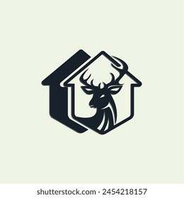 The unique Deer House combination logo is suitable for real estate logo designs with unique shapes