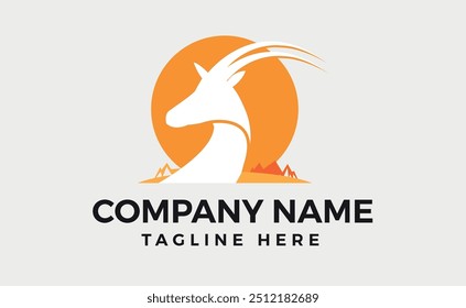 unique deer logo design concept, deer head circular icon, geometric deer logo concept, color deer vector illustration.
