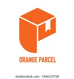 Unique delivery logotype design template with P letter with inserted box can be used for forwarding company logo