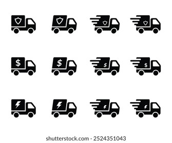 Unique Delivery Truck Icons. Shipping icon collection. Vector