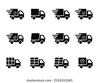 Unique Delivery Truck Icons. Shipping icon collection. Vector