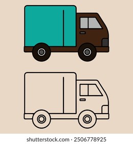 Unique Delivery Truck Icons. Transport services. Vector transport logo collection on white background. Vector truck template. Truck Line Art.