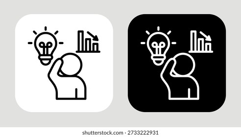 Icono único de la demanda en estilo de línea blanco y negro