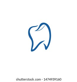 unique unique dental logo in blue, with few leaves