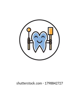 UNIQUE DENTAL LOGO, COLOR ILLUSTRATION CONCEPT VECTOR TEMPLATE DESIGN