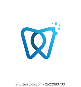 Unique Dentistry Icon with Abstract Tooth and Digital Burst