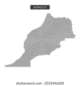 A unique depiction of Morocco's geographical outline using a dotted pattern, showcasing its distinct shape and features.