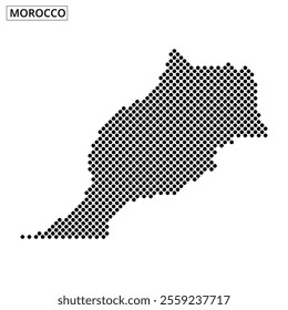 A unique depiction of Morocco's geographical outline using a dotted pattern, showcasing its distinct shape and features.