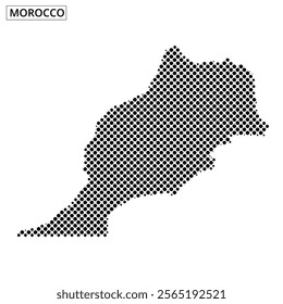 A unique depiction of Morocco's geographical outline using a dotted pattern, showcasing its distinct shape and features.