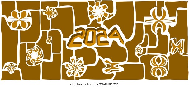 Unique design of 2024 Happy New Year background, latest abstract pattern background illustration, beautiful and modern.