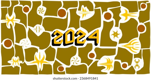Unique design of 2024 Happy New Year background, latest abstract pattern background illustration, beautiful and modern.
