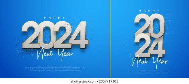 Unique Design with 2024 Numbers Clean. Design for banners, posters, and greetings for vector designs for greetings and celebration of Happy New Year 2024.