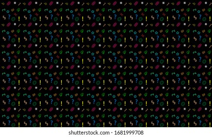 Diseño único con una combinación de varias formas geométricas coloridas, símbolos, número y alfabeto para producir un diseño adecuado para diversos propósitos.