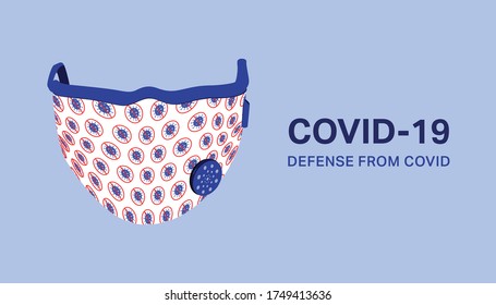 Unique design Covid-19 Mask, Defend from COVID. Vector Illustration design.