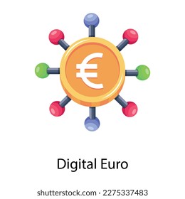 Diseño único del icono plano digital del euro 