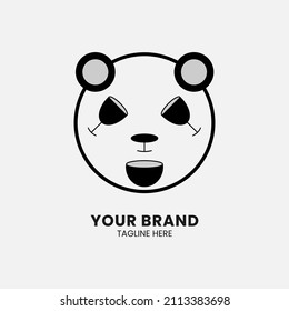 Unique Design Double meaning logo in the shape of a panda and cup, table, and plate. Panda vector icon. Panda logo. Panda Icon