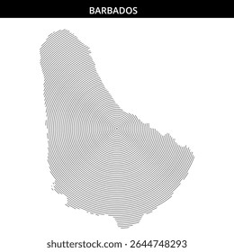 Unique design features concentric circles outlining Barbados.