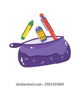 Diseño único de la etiqueta engomada dibujada a mano de la bolsa de lápiz