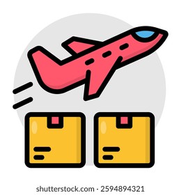 Unique design icon of air cargo