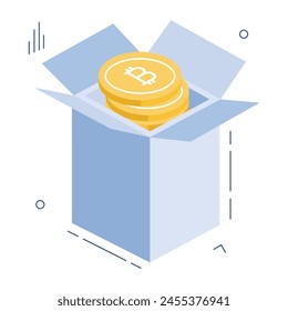Ein einzigartiges Design-Symbol der Bitcoin-Box 


