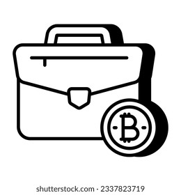 A unique design icon of bitcoin briefcase