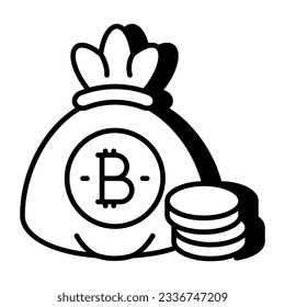 A unique design icon of bitcoin money bag 